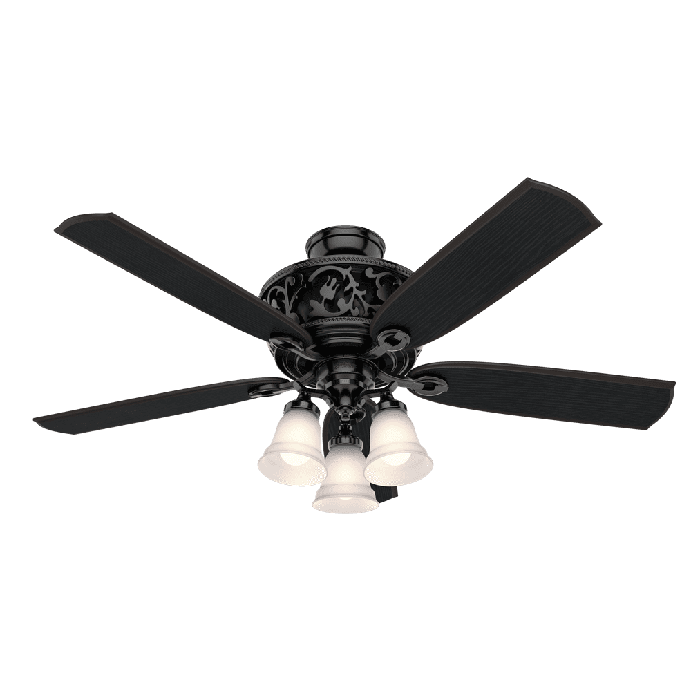 Hunter 54" Promenade Gloss Black Ceiling Fan with Light Kit and Remote