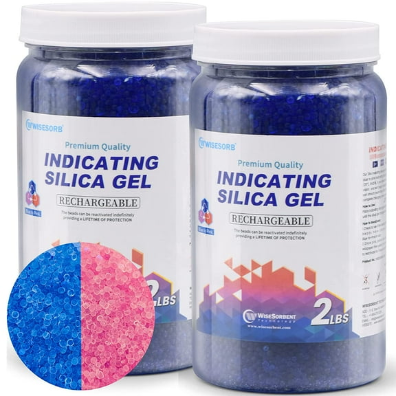 Wisesorb Silica Gel 4 LBS, Indicating Silica Beads (Blue to Pink), Reusable Silica Gel Desiccant Dehumidifier