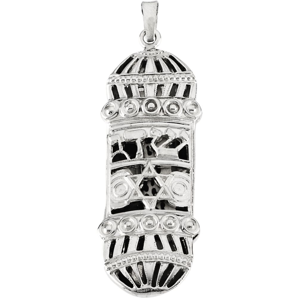Diamond2Deal - 925 Sterling Silver 37x13 mm Mezuzah Pendant Chram