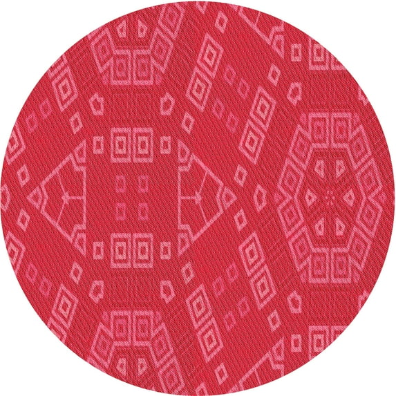 Ahgly Company Indoor Round Patterned Pink Lemonade Pink Area Rugs, 4' Round