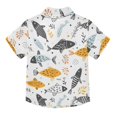 thumbnail image 2 of Dailycode Small Short Sleeve Button Down Shirts Hand Drawn Doodle Fish Casual Shirt 3-10 Years, 2 of 9
