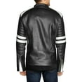 thumbnail image 5 of NomiLeather black leather jacket | mens leather jacket and genuine leather jacket men (Black With White Strip ) X-Small, 5 of 7