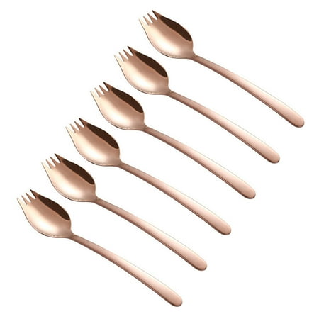 

Hemoton Forks Spoon Metal Stainless Fork Steel Fruit Mixing Spoons Stirring Coffee Serving Cake Salad Handled Teaspoons