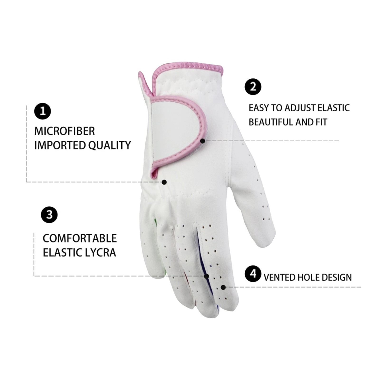 1Pair Child Golf Gloves, for Kids Youth Junior , Microfiber Cloth Gloves