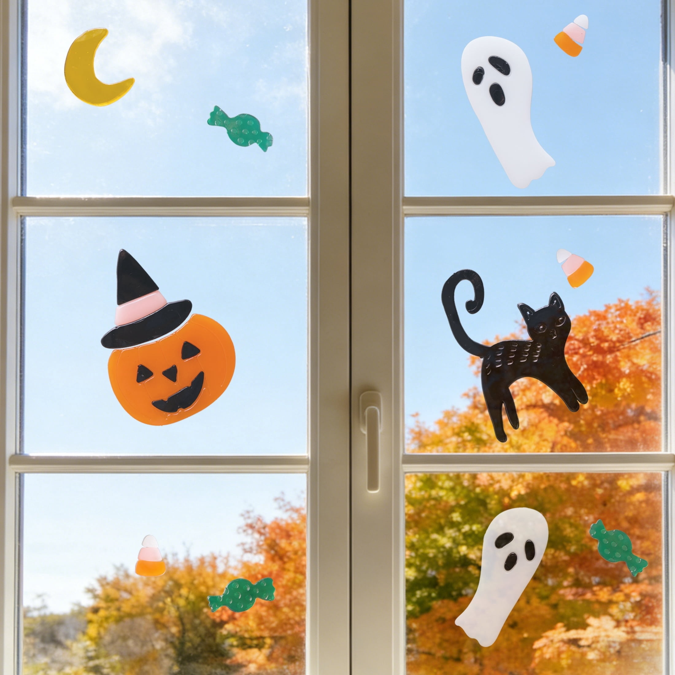 Ghosts and Cat Gel Clings, Multicolor, 5.5" x 12.1", Halloween by Way To Celebrate