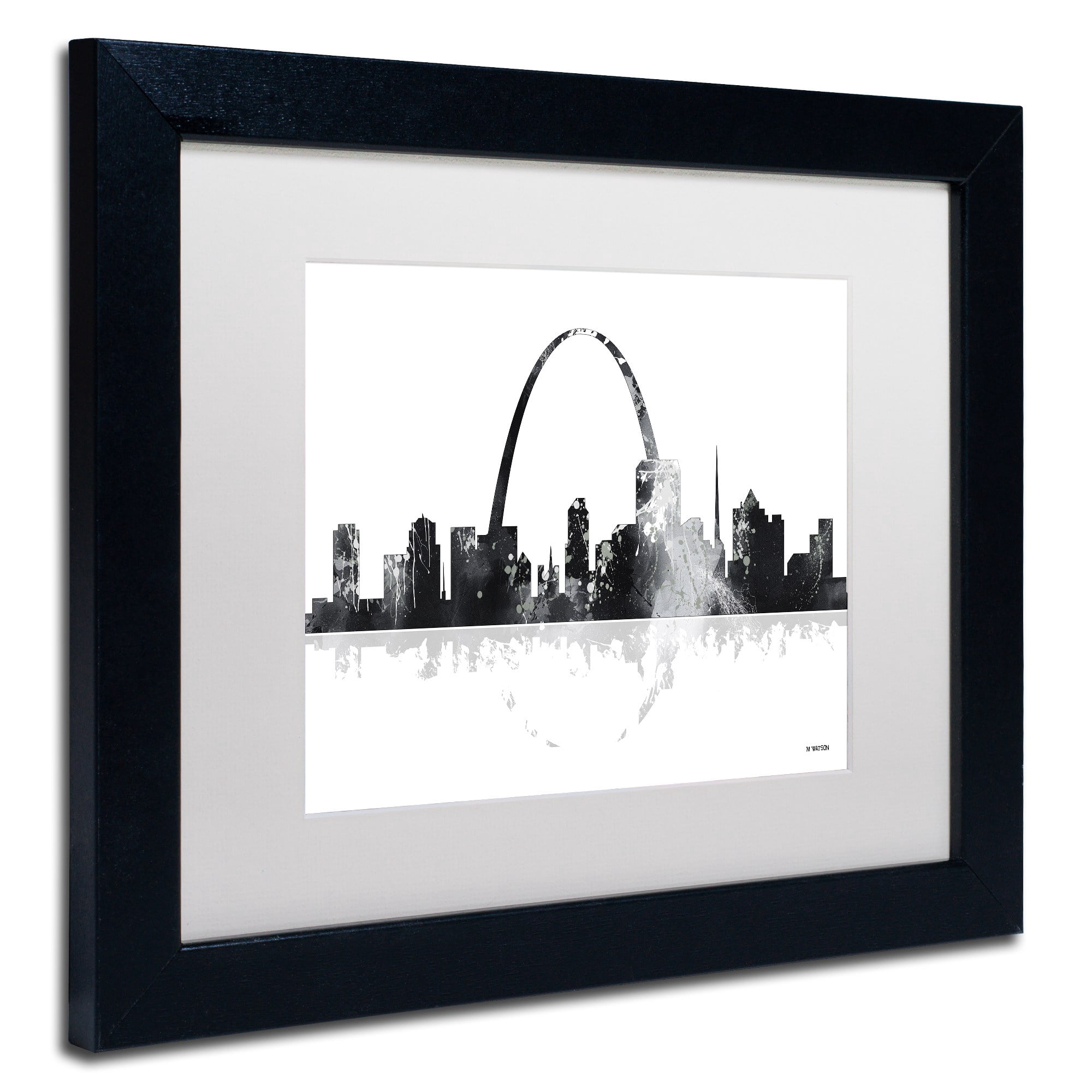 Trademark Fine Art "St Louis Missouri Skyline" Canvas Art by Marlene Watson, White Matte, Black Frame