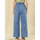 thumbnail image 5 of Vaqueros de Mezclilla de Cintura Alta para mujer Pantalones Largos con Ribete de Algodón Vaqueros de Pierna Ancha Azul XS, 5 of 6