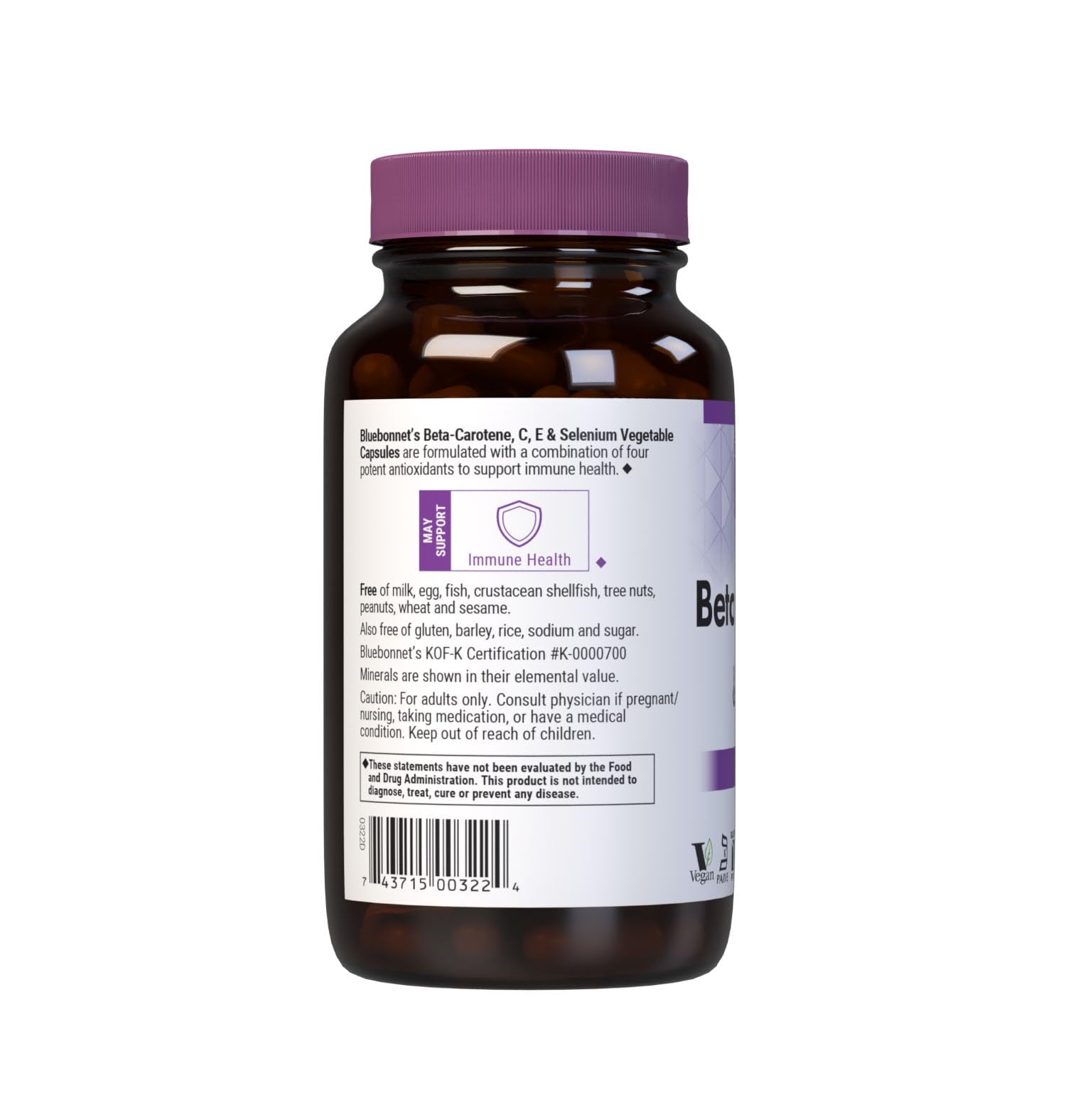 Bluebonnet Nutrition Beta Carotene C & E Plus Selenium Vegetarian Capsules, 120 Count