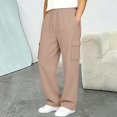 thumbnail image 7 of XINXIAOO Unisex Girls Boys Cargo Sweatpants Relaxed Fit Elastic Waist Casual Pants with Pockets Boys Athletic Pants Khaki Sweatpants for Boys Spring Fall Sweatpants 7-8 Years, 7 of 7
