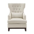 thumbnail image 3 of Pemberly Row Traditional Fabric Upholstered Wingback Chair with Pillow in Beige, 3 of 8