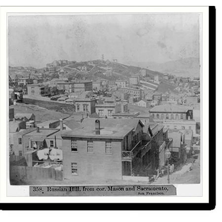 Historic Print, Russian Hill from corner of Mason and Sacramento, San Francisco, 16" x 20"