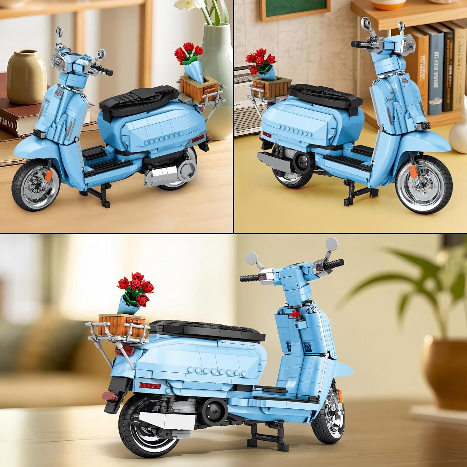 V200 Motorcycle Building Toy for Adults, Motorbike Building Set for Adults, Collectible Cool Sidecar Motorcycle Model Kit with Stand, Room Decor (1,169 PCS)
