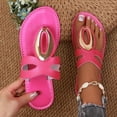 thumbnail image 4 of KEGIRLOM Women's Fashionable Casual Shoes With Metal Buckle Plus Size Spring/Summer Style Trendy And Comfortable Flat Beach Sandals. Hot Pink 9.5, 4 of 5