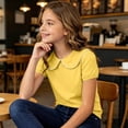 thumbnail image 6 of Fengactive Girls Casual Summer Short Sleeve Top Solid Collared Cotton Comfortable Breathable Kids Tees for 0‑9T, 6 of 9