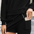 thumbnail image 7 of APEXFWDT Women's 2-Piece Sweatsuit Skirt Set - Long Sleeve Crew Neck Top & Mini Skirt, Casual Tennis Athletic Outfit,L,Black, 7 of 7