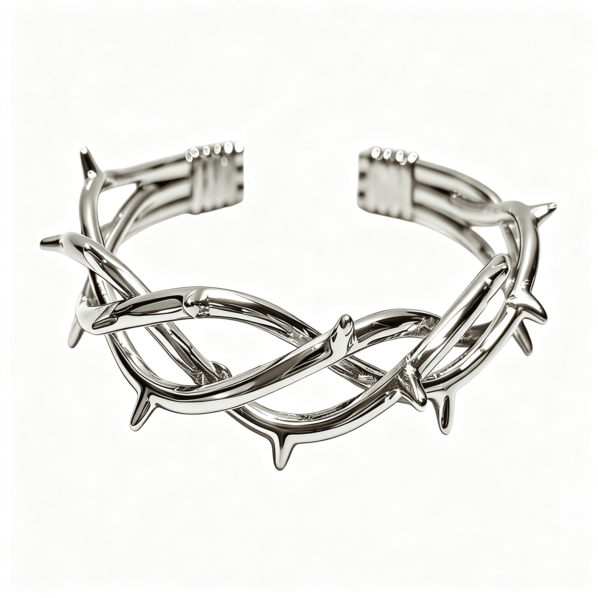 DESIGNICE Gothic Thorn Cuff Bracelet,Punk Spikes Barbed Wire Bangle,Retro Cool Open Cuff Bangle Bracelets Twisted Jewelry,Silver Cool Jewelry Gift for Men