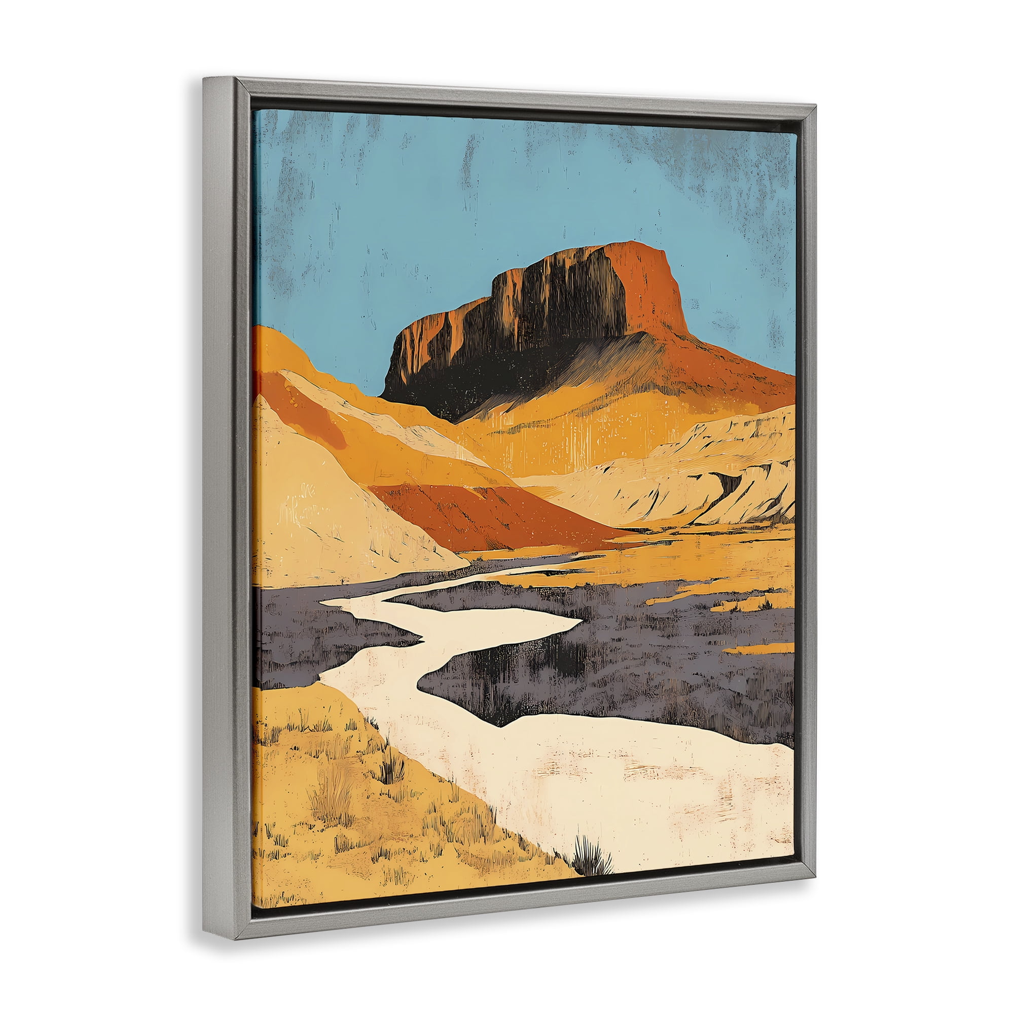 Stupell Industries Vintage Canyon Pass Gray Framed Floater Canvas Wall Art, design by Walker Noble