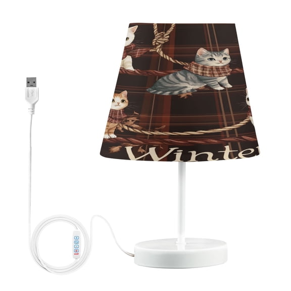 BZSMCE Table Lamp Creative Cute Plaid Of Cats Pattern Simple Pattern Night Light