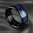 thumbnail image 6 of Tungsten Rings for Men Wedding Bands for Him Womens Wedding Bands for Her 8mm Arrow Dome Black Multidimensional Blue, 6 of 8