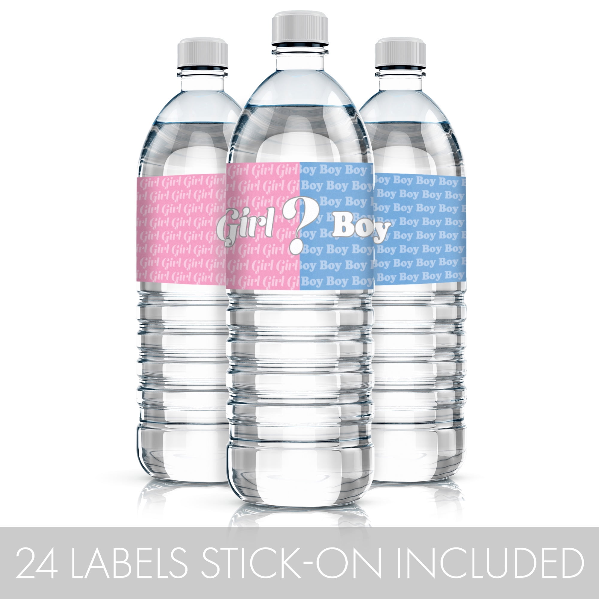 Modern Baby Boy Blue Polka Dots Water Bottle Label