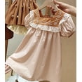 thumbnail image 4 of WEAIXIMIUNG Robes pour Filles Robe d'Été Mignonne Décontractée Col Brodé Manches Courtes avec Manches Bouffantes pour 3 à 9 Ans, 4 of 5