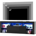 thumbnail image 6 of Blotout 71" Floating High Gloss LED TV Stand for up to 75/85" TVs, Wall-Mounted Entertainment Center with Power Outlets & Hidden Storage Cabinet and Open Adjustable Glass Shelf, Black, 6 of 9
