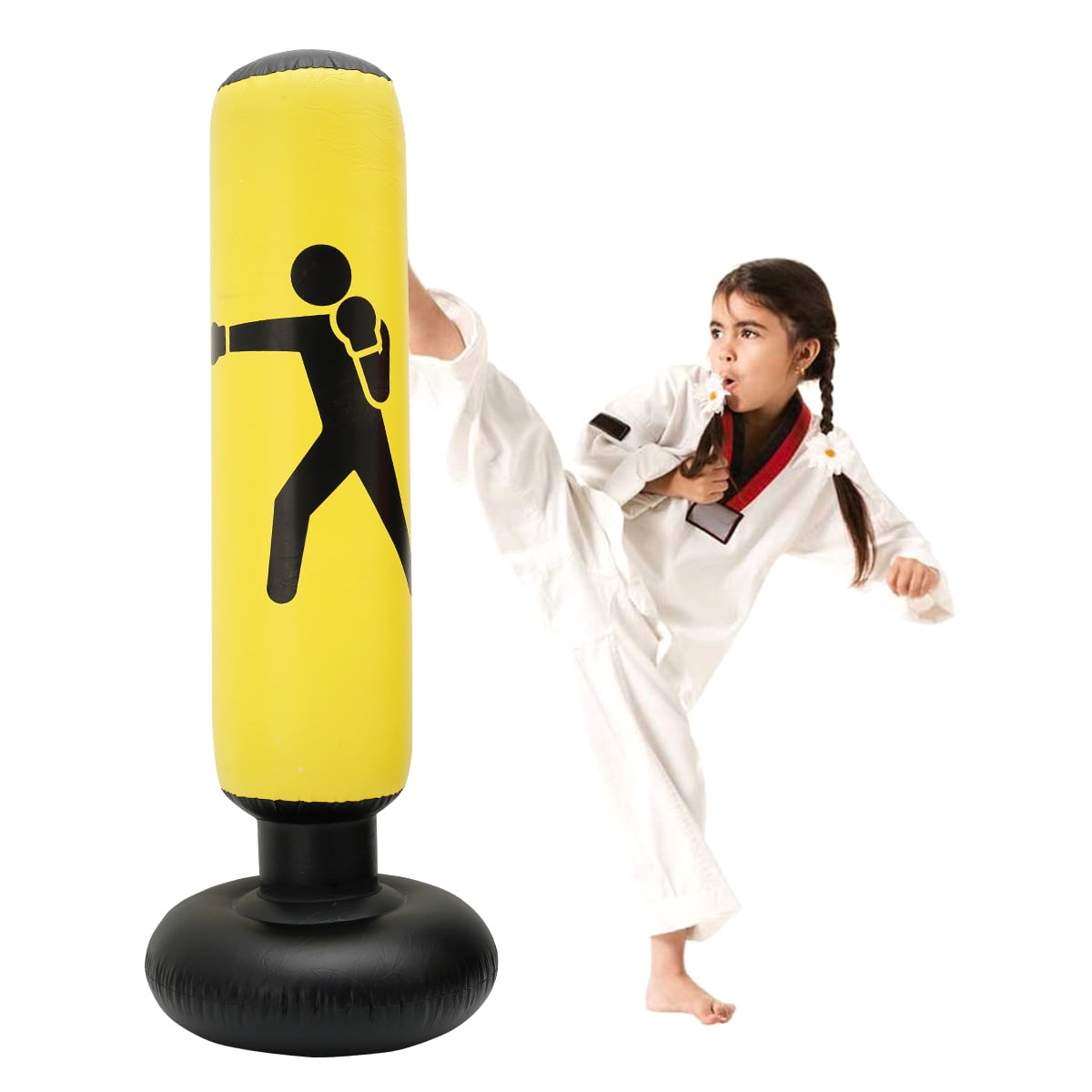 Standing Boxing Punching Bag Inflatable Tumbler Stand Kick Fitness Training 1.6M 