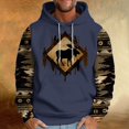 thumbnail image 2 of DODADAWANJ Aztec Hoodies for Men Elk Print Hooded Pullover Big and Tall Color Block Casual Sweatshirts for Camping Tracking L, 2 of 6