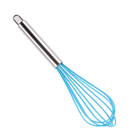 

Kitchen tools 10 inch silicone egg beater stainless steel handle hand-held mixer for household useblue