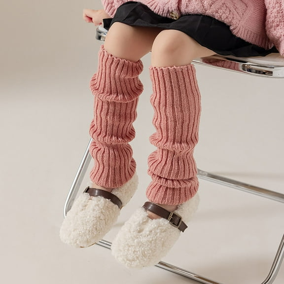 Xiulive Pack of 5 Kids Leg Warmers Knitted Leg Warmers Loose Socks Knee High Leg Warmers For Girls Pink One Size