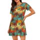 thumbnail image 1 of Easygdp Colorful Hawaii Palms Camisón de manga corta para mujer, informal, estampado, 1 of 6