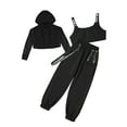 thumbnail image 5 of CHICTRY Girls Juniors Sportswear Cropped Hoodie Sweatshirt with Cargo Pants Activewear Street Dance Outfit Black 10, 5 of 7