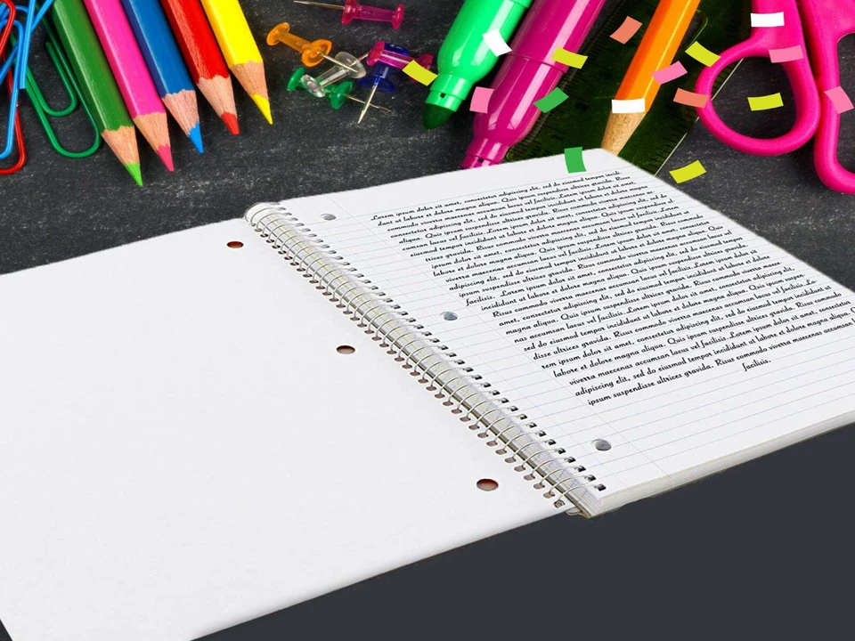 Lot of 24 Norcom College Ruled Spiral Notebooks – 70 Sheets, Mixed Colors