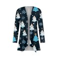 thumbnail image 4 of Women's Fashionable Loose-Fit Casual Cardigan with Christmas Print Mid-Length Coat for Holiday Outfits and Comfortable Wear,Blue,2XL, 4 of 6