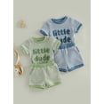 thumbnail image 3 of Loicainy Infant Baby Boys Summer Outfits 3 6 9 12 18 Month Short Sleeve Letter Embroidery Romper with Shorts 2Pcs Clothes Set, 3 of 9