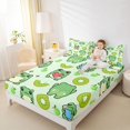 thumbnail image 4 of Homewish Green Kawaii fruit Print Bed Sheets,Kawaii Frog King Sheets,Cute Cartoon Animal Sheet Set For Boys Kids,Microfiber Bedroom Decor,4-Piece, 4 of 7