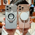 thumbnail image 6 of Compatible for iPhone 15 Case with Luxury Glitter Plating Sparkly Design Women Teen Girls Phone Cases[Kickstand][Wireless Charging] Shiny Bling Camera Protective Cover,Gold, 6 of 6