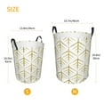 thumbnail image 5 of Fotbe White And Gold Geometry Laundry Basket with Handles, Waterproof Large Laundry Hamper, Wash Bag for Corner Dorm, Rolling Laundry Basket with Handles-Small, 5 of 8