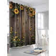 thumbnail image 3 of Fsddascl Spring Sunflower Shower Curtain Set - Extra Long 72" x 96" Bathtub Curtain with 12 Hooks, Wildflower Leaves Wood Plank Country Waterproof Fabric Stall Shower Curtains for Bathroom/Bathtub, 3 of 6