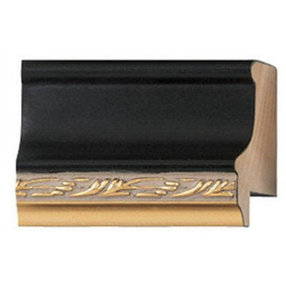 Picture Frame Moulding (Wood) 18Ft Bundle - Traditional Black Finish - 1.5" Width - 1/2" Rabbet