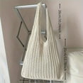 thumbnail image 2 of Knitted Shoulder Tote Bag Large Crochet Beach Purse Summer Handbag for Women Stylish Boho Accessory, 2 of 6