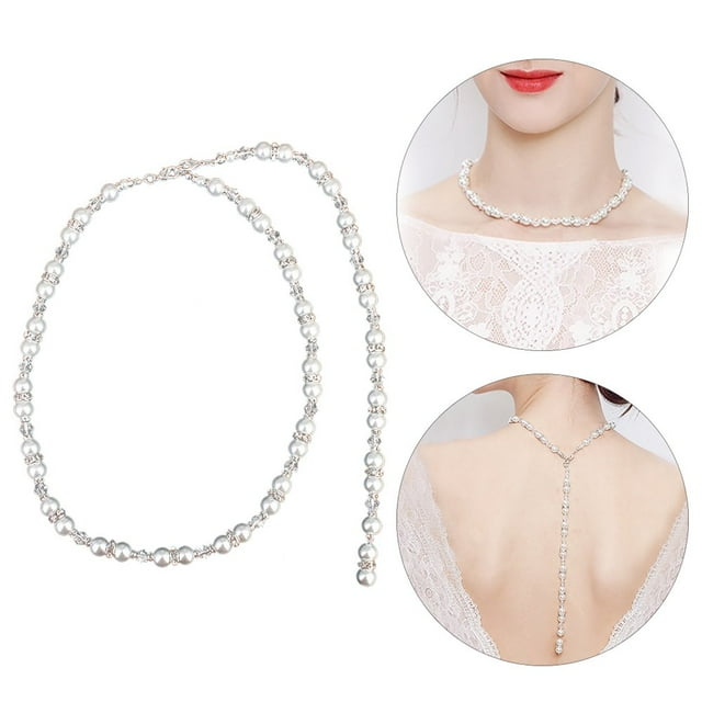 Collier de Mariage Mode Perle Cristal Dos Tombant Collier de Mariée Dos Collier pour Mariage Bal