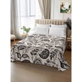 thumbnail image 2 of Black Spring Floral Queen Size Flat Sheet, Wrinkleproof & Fadeproof Cooling Flat Bed Sheet Only, Summer Botanical Farmhouse Vintage Breathable Soft Bedding Top Sheets 90 x 102 Inches, 2 of 8