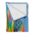 thumbnail image 2 of Colorful Soft Flannel Fleece Blanket, Nostalgic Hot Air Balloons in Sky Flying Journey Fun Adventure Traditional Hobby Theme, Cozy Plush for Indoor and Outdoor Use, 50" x 70", Blue, by Ambesonne, 2 of 5