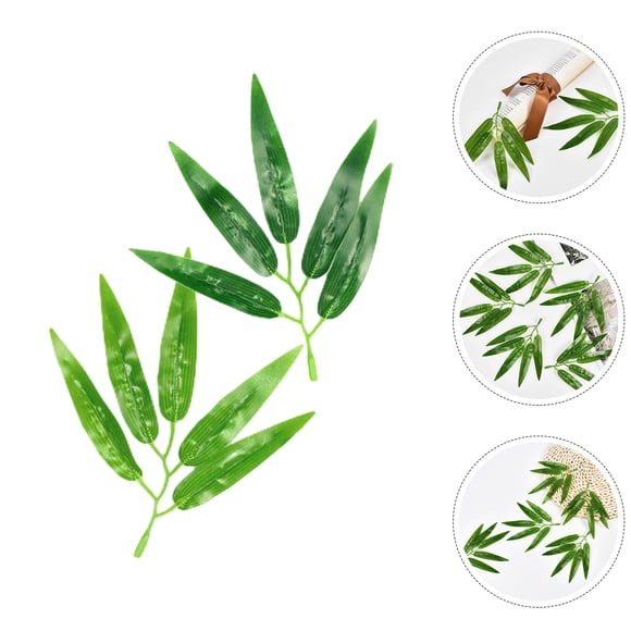 HEALEEP 60Ud Hojas De Bambú Verde Artificial Para Adornos En Hogar, Jardín Y Restaurantes