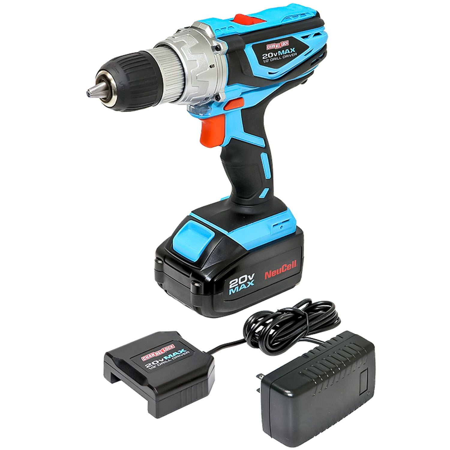 Channel Lock 20V Max 1/2" Cordless Drill Driver Battery Drill w/charger 