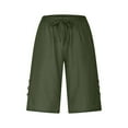thumbnail image 5 of Hontri Womens Shorts Womens Casual Solid Side Pockets Pants Shorts Elastic Waist Pockets Daily Mid Long Shorts Beach Shorts for Women, 5 of 6
