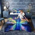 thumbnail image 2 of Erosebridal Colorful Winged Wolf Aurora Print Twin Comforter Sets, Mystical Wildlife Bedding Set for Men and Women, Navy Reversible 2pcs, 1 Comforter and 1 Pillowcase, 2 of 6