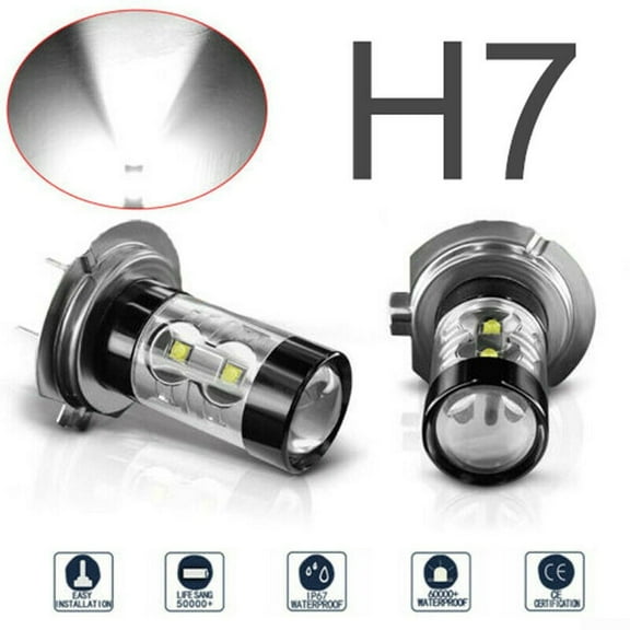 UHUSE 2pcs H7 160W High Power LED Lamp Headlight Fog Light DRL Bulbs 6000K White Light