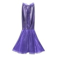 thumbnail image 3 of TiaoBug Women Shiny Metallic Maxi Fishtail Skirt Halloween Cascading Tulle Maxi Skirt Mermaid Cosplay Fancy Dress Purple S, 3 of 5